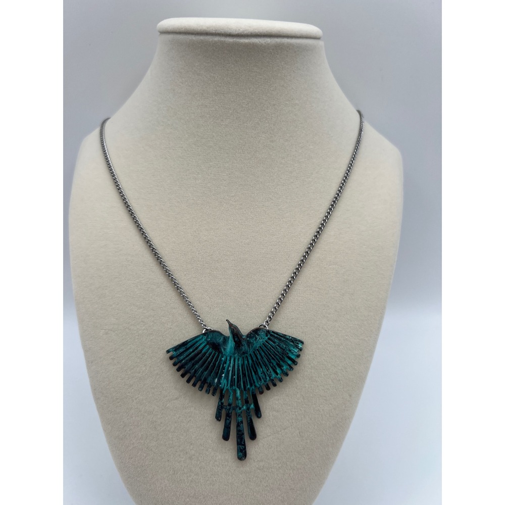 Story by Davinci Bird Jewelry Set Teal Verdigris Necklace and Earrings Nature